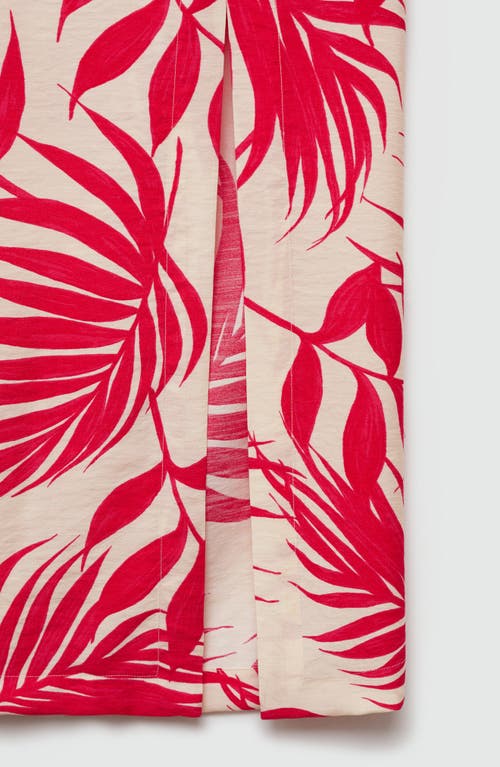 Shop Mango Print Side Slit Midi Skirt In Ecru