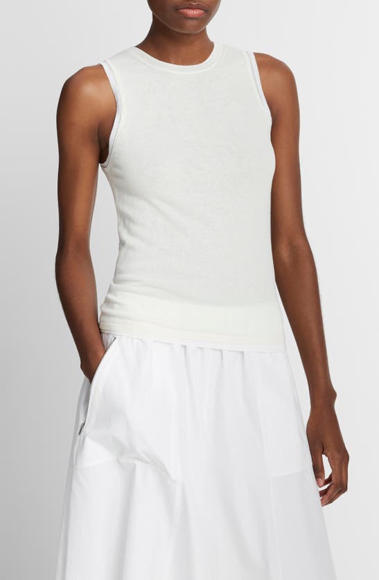 Shop Vince Double Layer Cotton Blend Tank In Bell Combo