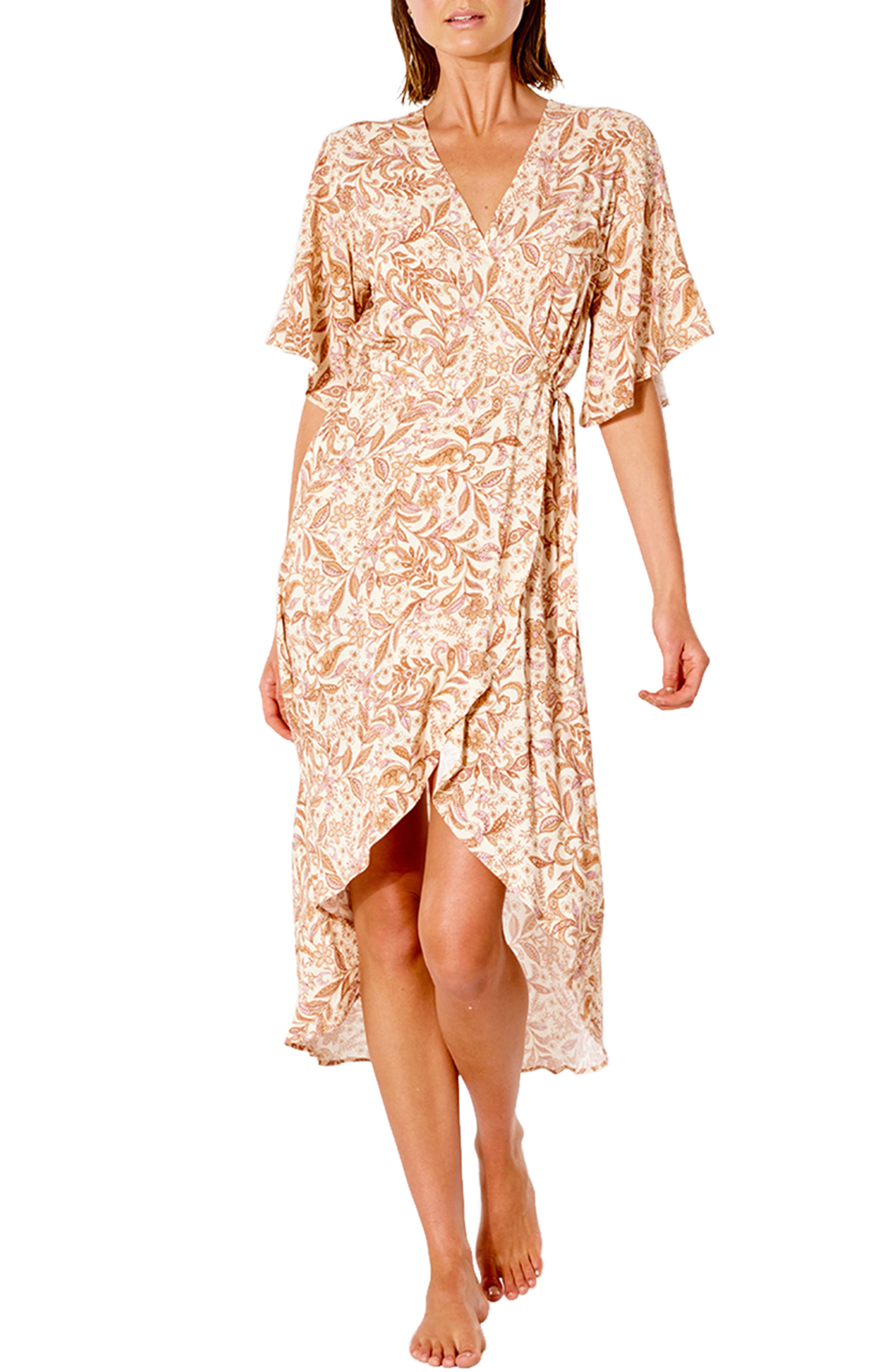 sleeveless wrap midi dress