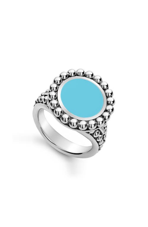 Lagos Maya Ceramic Ring In Silver/blue