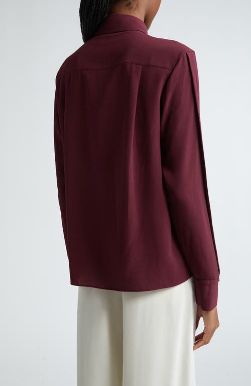 St John St. John Collection Fold Detail Stretch Crepe Button-up Shirt In Garnet