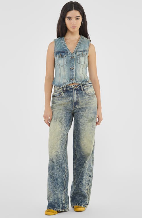 Guess Go Denim Vest In Go Ss Spray Tinted Medium Wash