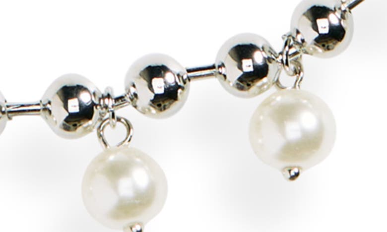 Shop Stephan & Co. Bead Chain Imitation Pearl Necklace In Silver