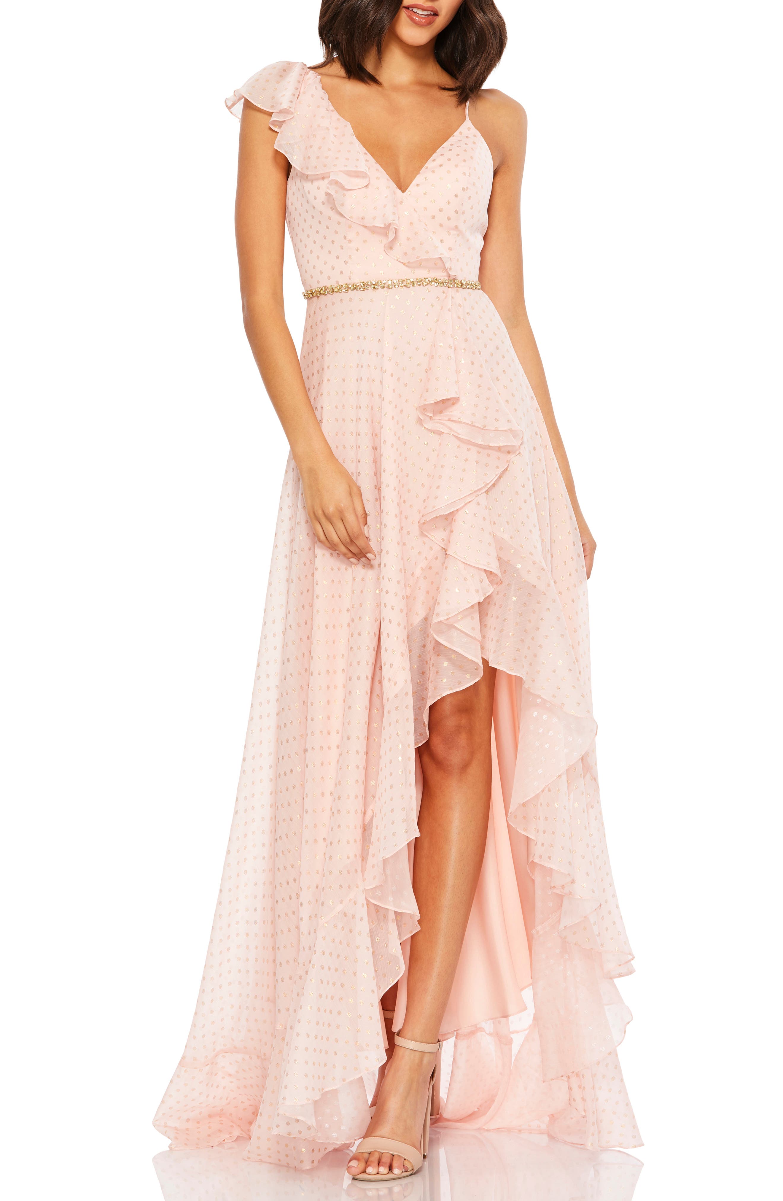 ruffle chiffon gown