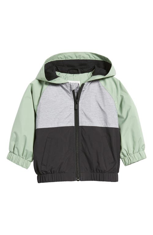 MILES THE LABEL Colorblock Hooded Recycled Polyester Windbreaker Jacket in 800 Green