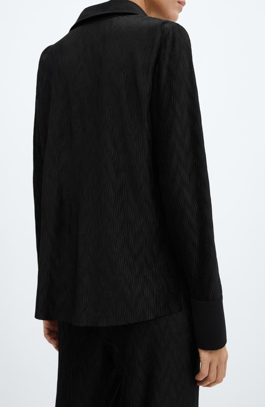 Mango Textured Button-up Shirt In Black