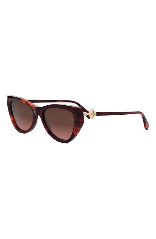 Fendi Ff Diamond Logo Acetate & Nylon Cat-eye Sunglasses In Red Havana/gradient Brown