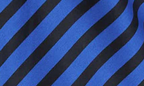 Foxcroft Mary Stripe Long Sleeve Cotton Sateen Button-up Shirt In Sapphire/black