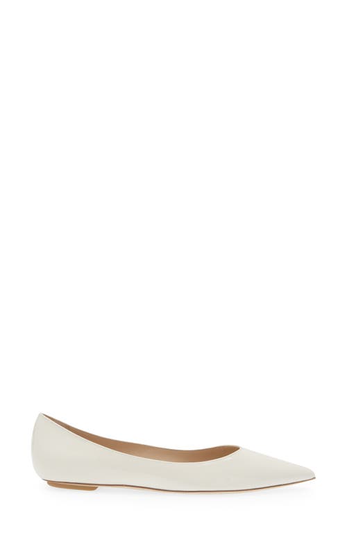 Stuart Weitzman Emilia Pointed Toe Flat In Cream Patent