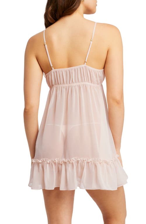 Shop Rya Collection Love Joy Babydoll Chiffon Chemise & Thong In Blush