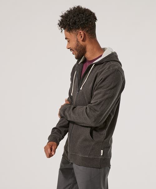 Shop Pact Organic Brushed Fleece Zip Hoodie In Charcoal Heather