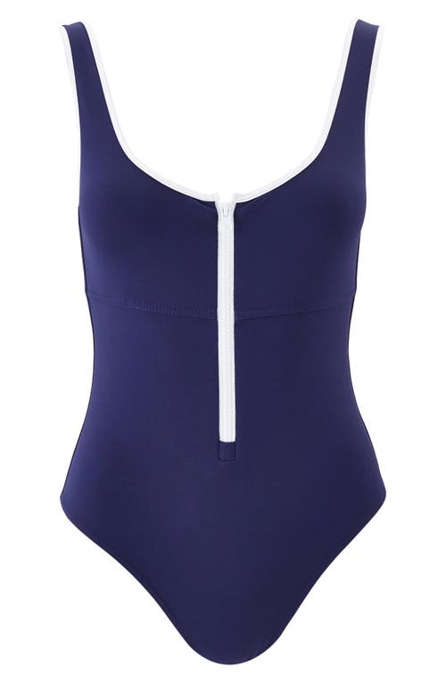 Melissa Odabash Bellino Zip-up One-piece Swimsuit In Navy