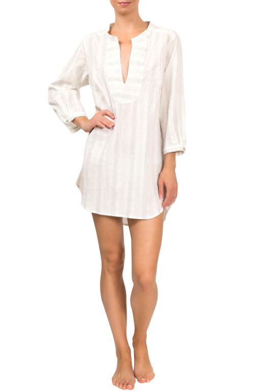 Hailey Stripe Cotton Pajama Tunic in Honeydew Stripe