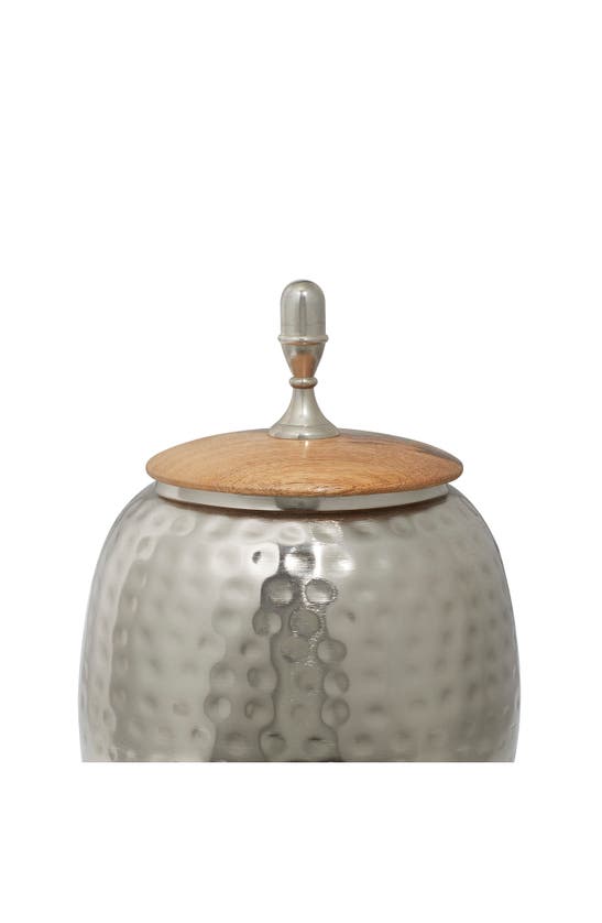 VIVIAN LUNE HOME VIVIAN LUNE HOME SILVERTONE METAL CONTEMPORARY DECORATIVE JAR