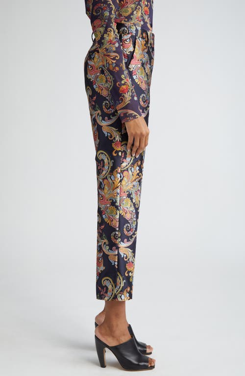 Shop Etro Paisley Jacquard Ankle Trousers In Navy Multi