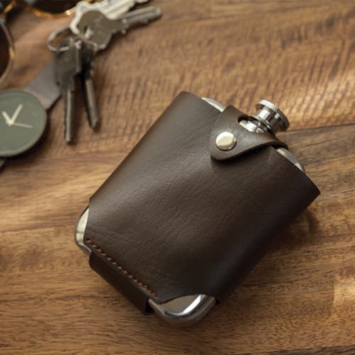 Viski Flask And Traveling Case In Brown