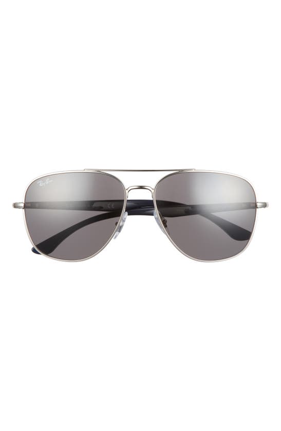 Ray Ban 56mm Square Sunglasses In Silver/ Dark Grey