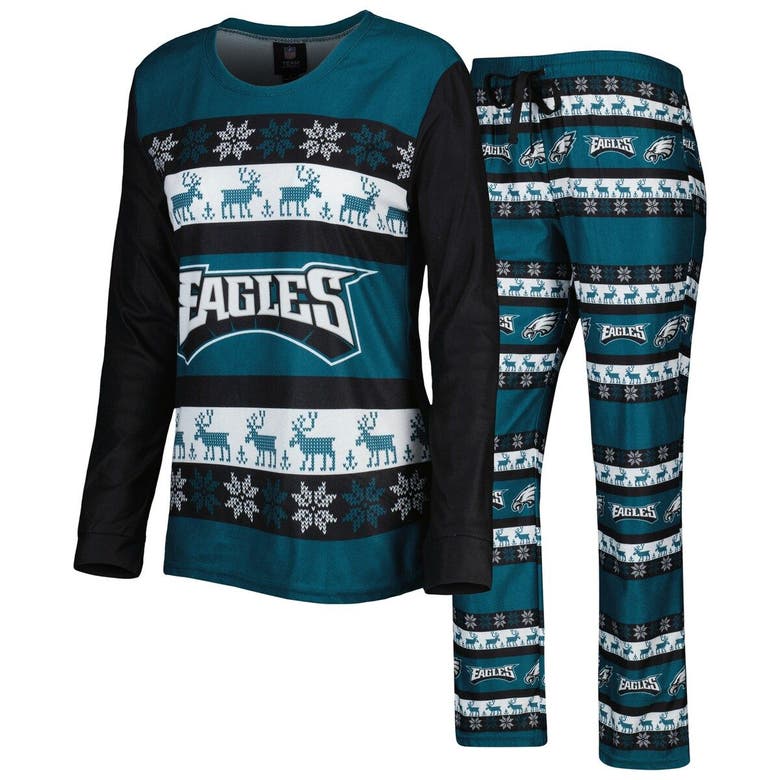 Foco Midnight Green Philadelphia Eagles Holiday Ugly Pajama Set