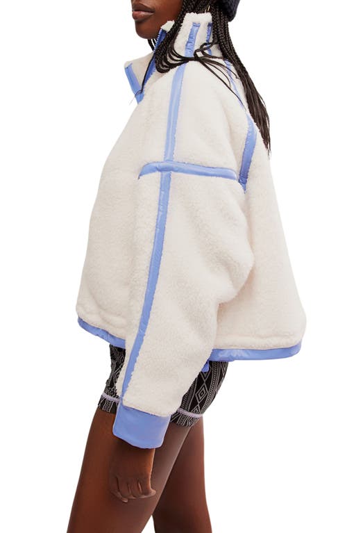 Free People Mountain High Shine Half Zip In Ivory Combo