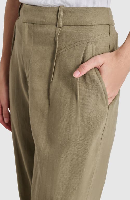 Shop Dkny Pleated Straight Leg Trousers In Light Fatigue