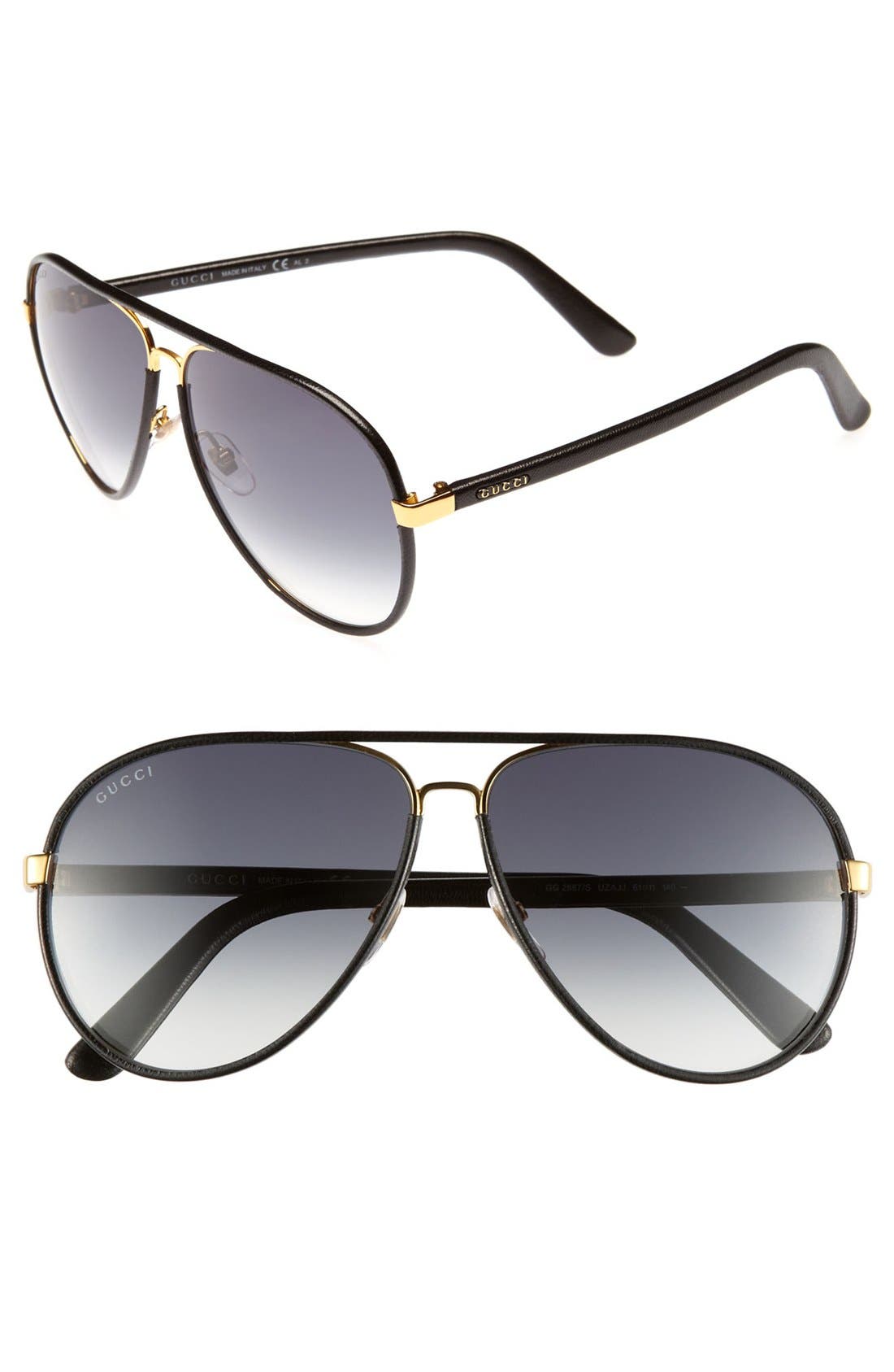 gucci leather aviator sunglasses