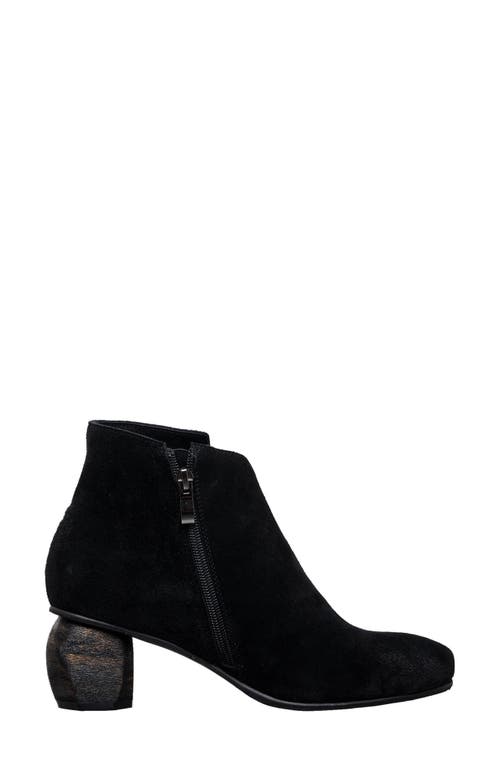 Antelope Perrin Sculptural Heel Bootie In Black Suede