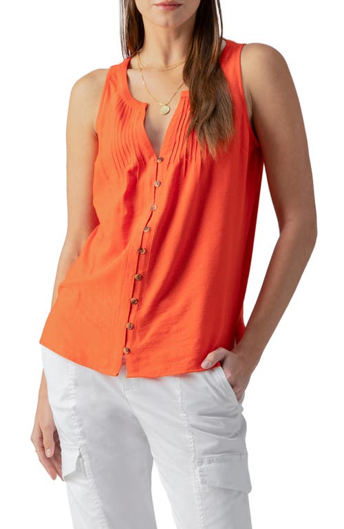 Pintuck Sleeveless Top in Spicy Orange