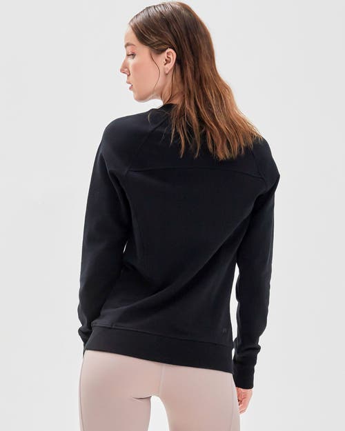 Shop Rebody Active City Zip Slim Crewneck Sweatshirt In Black