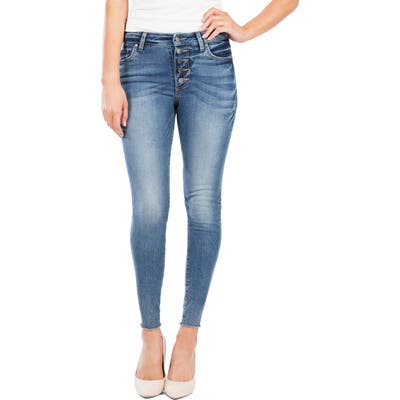 Kut From The Kloth Donna Button Fly Skinny Jeans, Blue