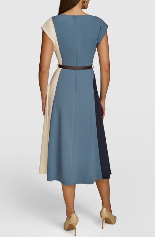 Shop Donna Karan New York Colorblock Knit Midi Dress In Nightfall/horizon/pristine