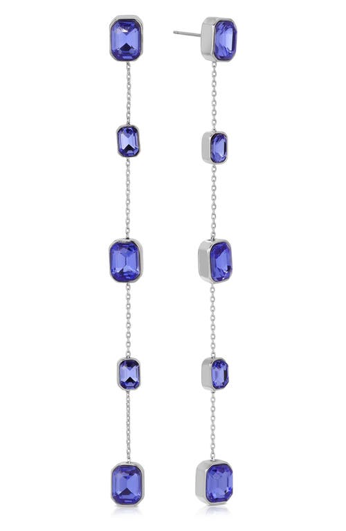 Shop Ettika Baguette Crystal Linear Drop Earrings In Rhodium/blue