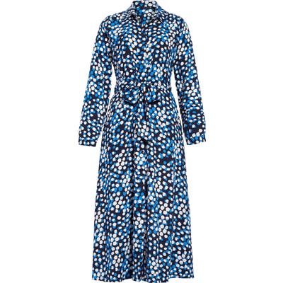 Petite Halogen Long Sleeve Midi Shirtdress, Blue