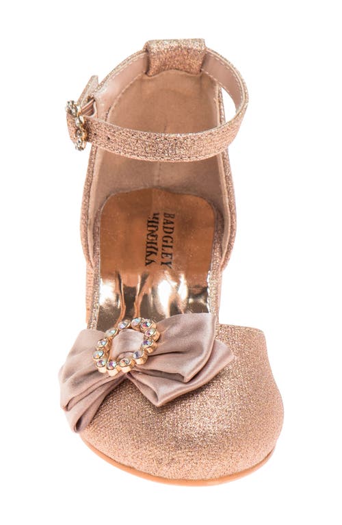 Shop Badgley Mischka Collection Kids' Crystal Bow Pump In Rose/gold