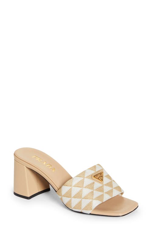 Prada Triangolo Jacquard Flat Slide Sandals In A