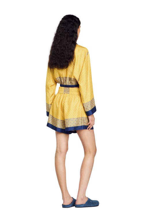 Shop Sandro Flowing Patterned Shorts In Yellow/blu