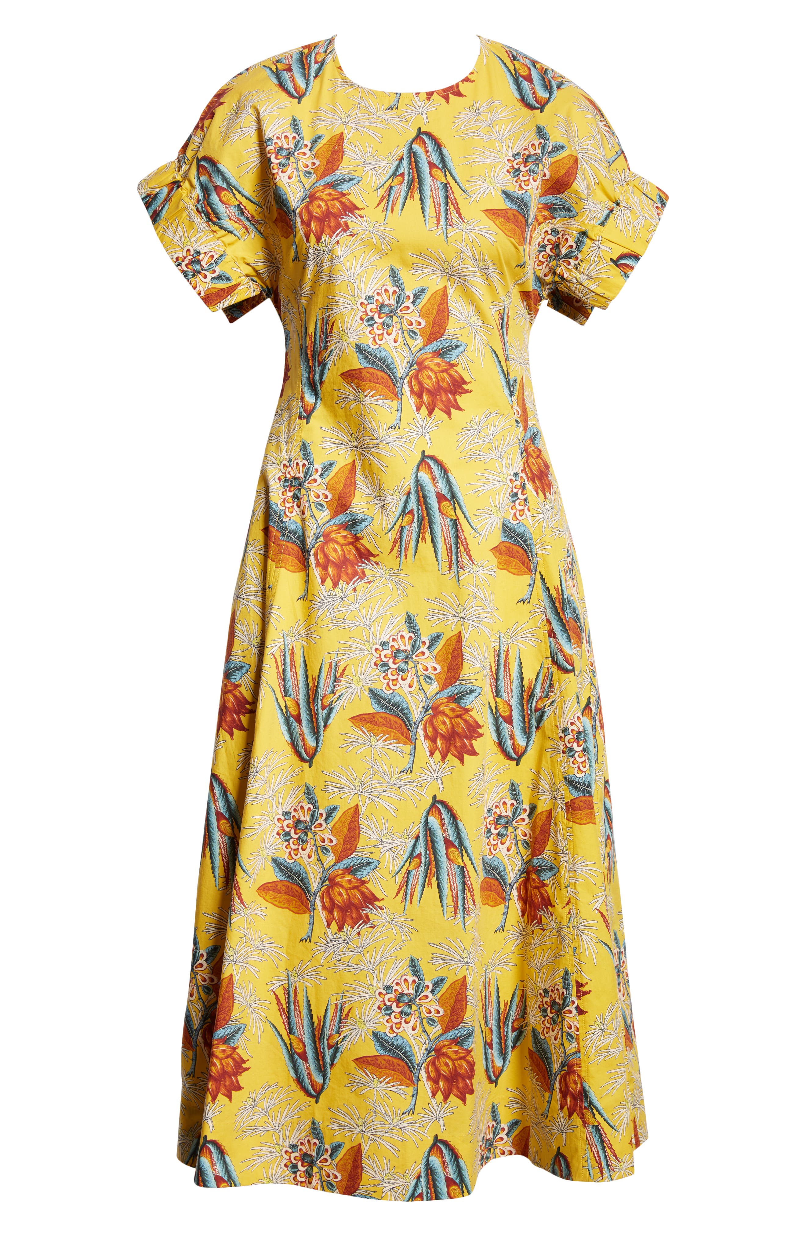 Ulla Johnson Devon Floral Cotton Midi Dress in Marigold Smart Closet