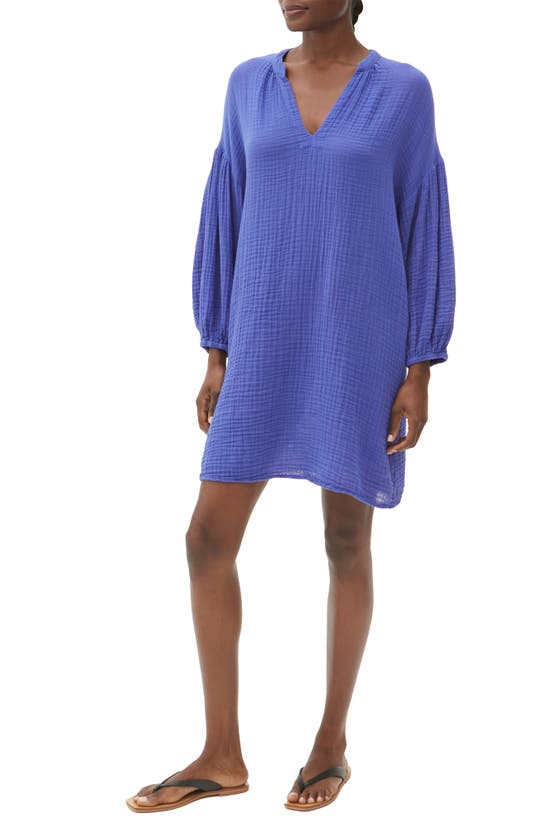 Click to view more detailed imagery on our partner's website Michael Stars Katrina Blouson-sleeve Cotton Gauze Dress In Glx