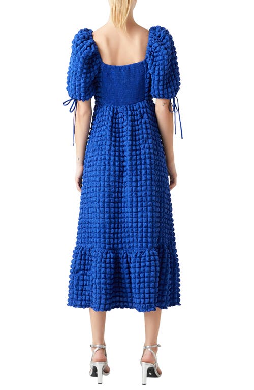 Endless Rose Texture Puff Sleeve Maxi Dress In Blue