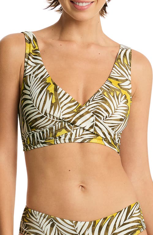 Sea Level Palm House Cross Front Multifit Bikini Top Olive at Nordstrom, Us