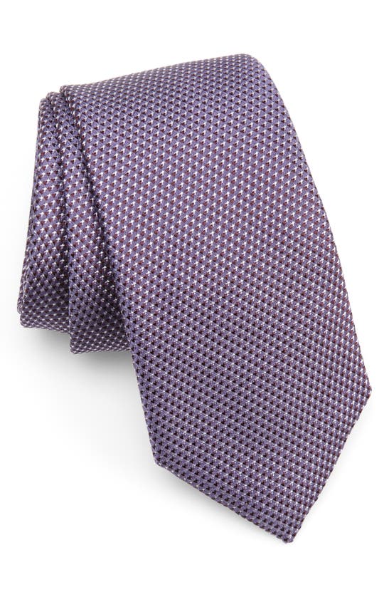 Shop Hugo Boss Micropattern Silk Tie In Bright Purple