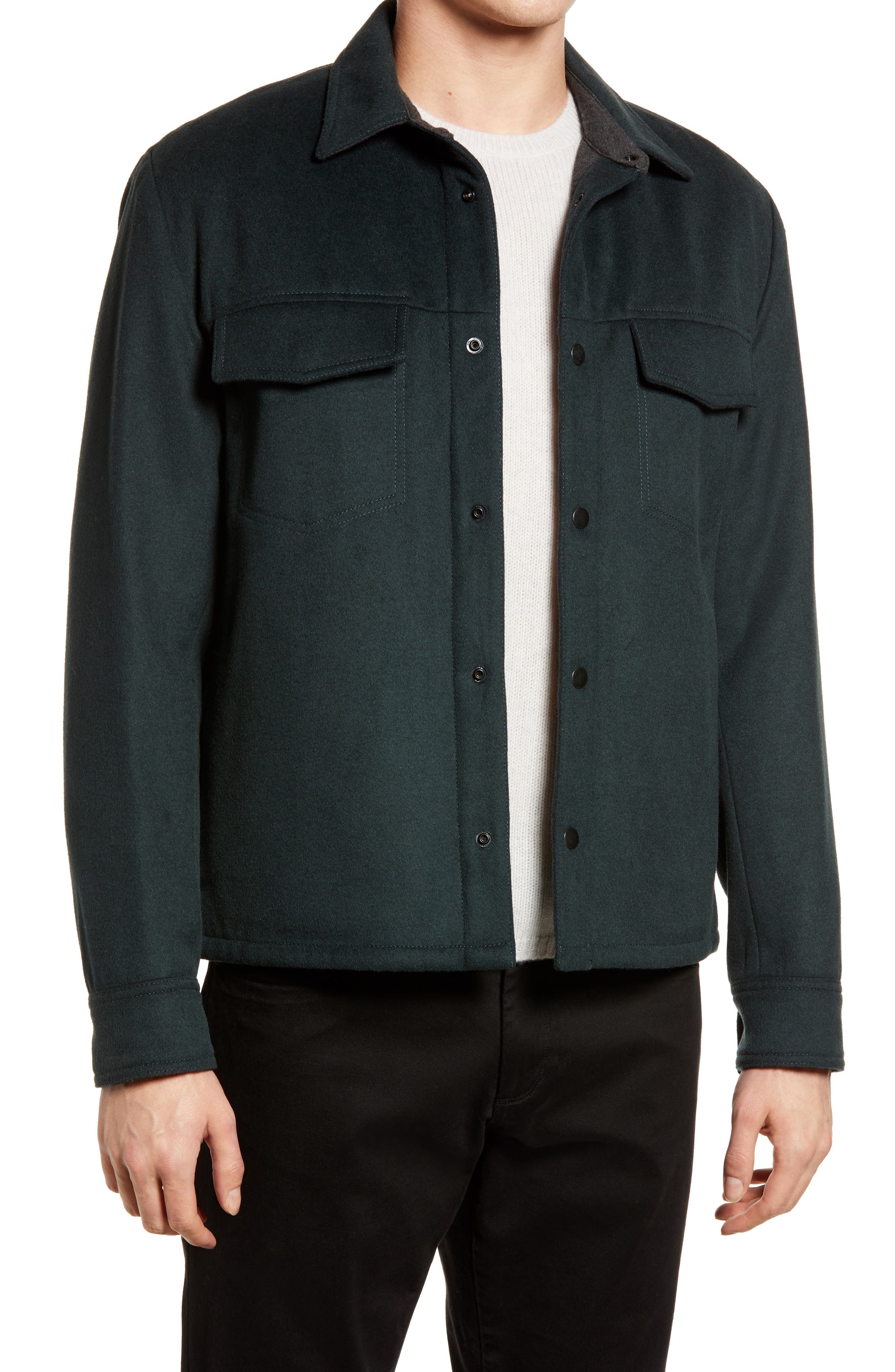 black wool shirt jacket