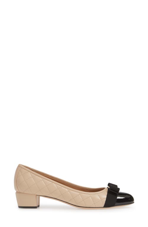 Ferragamo Beige And Black Nappa Leather Pumps In Bisque/black