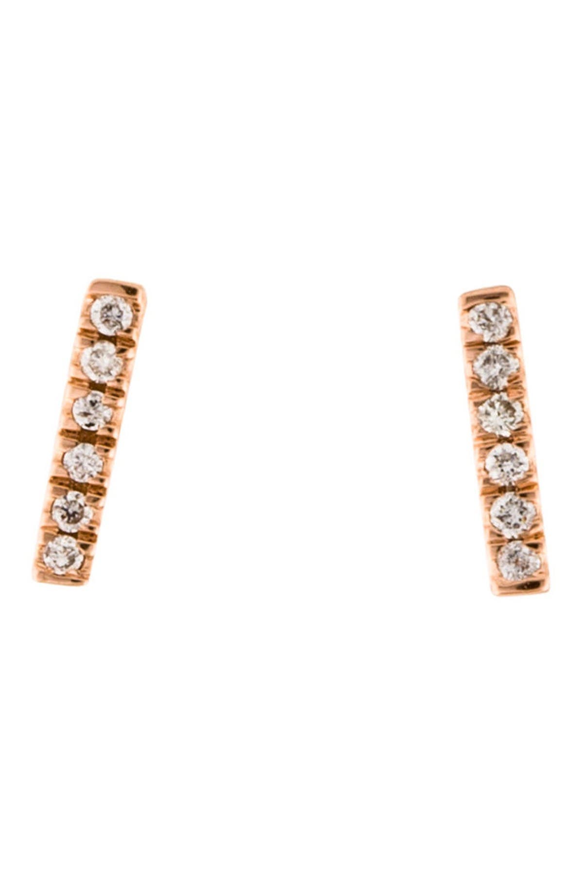 Adornia Fine 14k Rose Gold Pave Diamond Mini Bar Stud Earrings In Pink