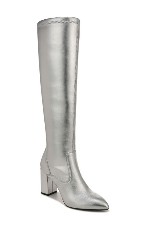 Katherine Pointed Toe Knee High Boot in Silver