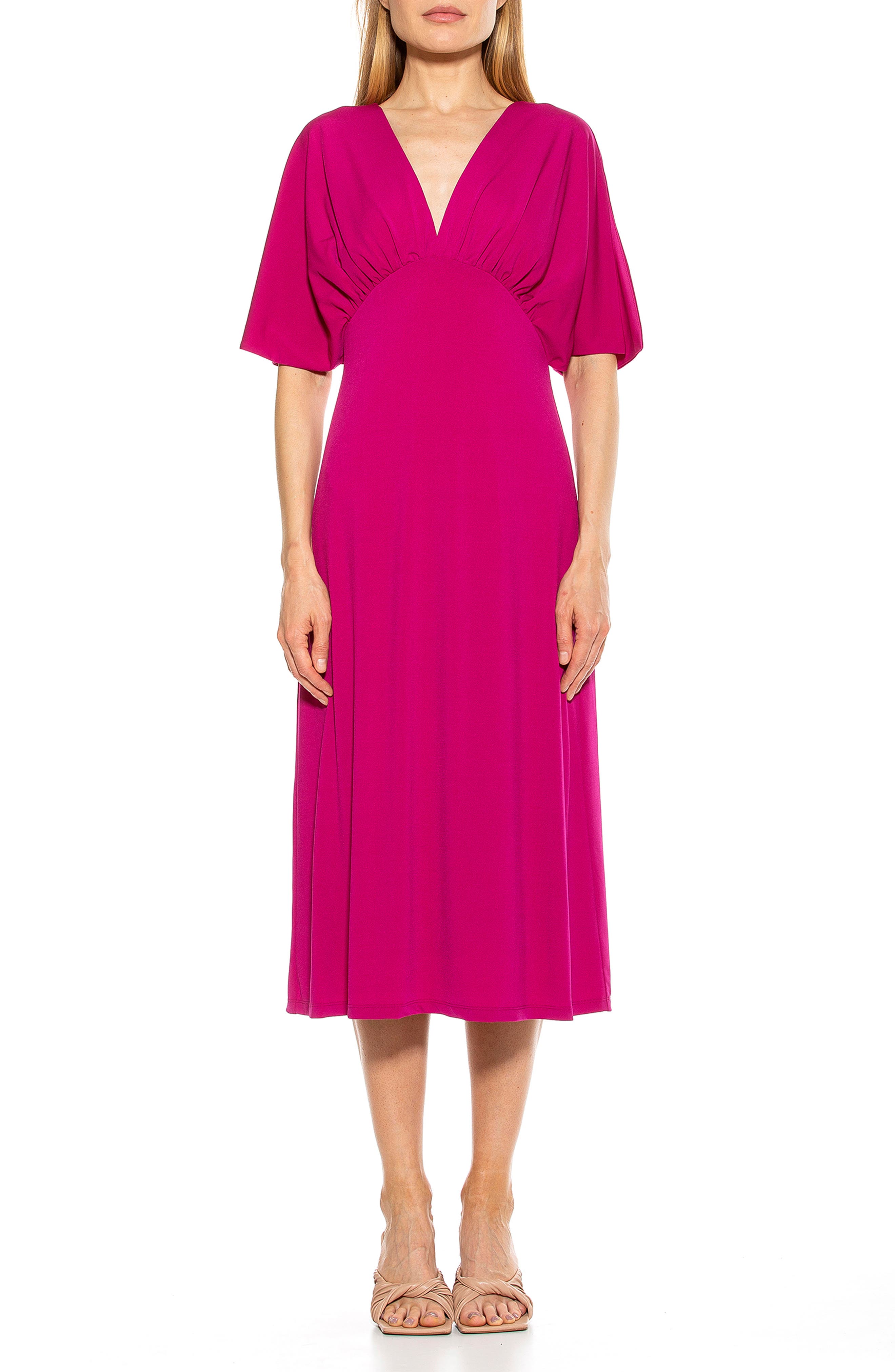 halogen puff sleeve midi dress