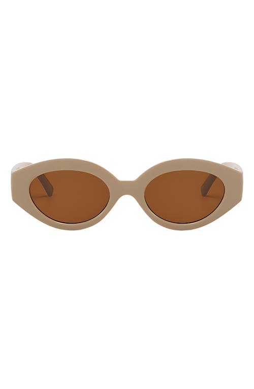 Fifth & Ninth Emily 52mm Oval Polarized Sunglasses In Taupe/taupe