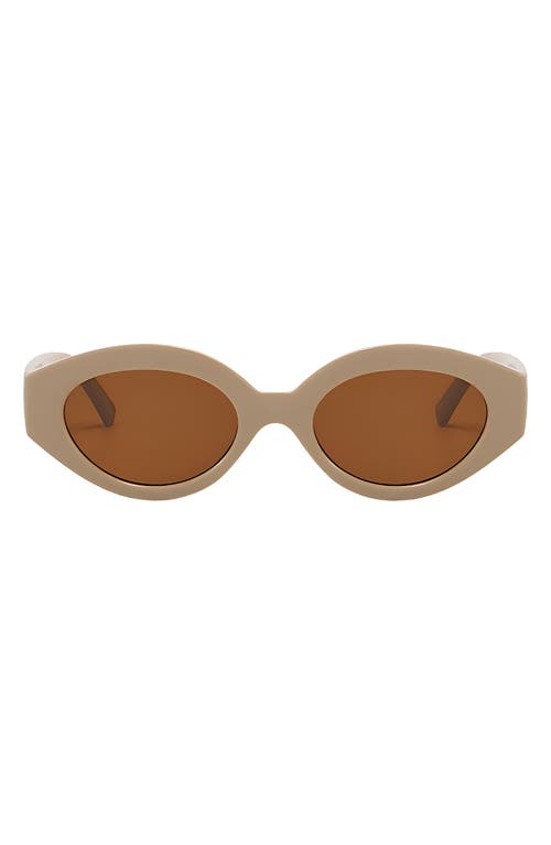 Shop Fifth & Ninth Emily 52mm Oval Polarized Sunglasses In Taupe/taupe