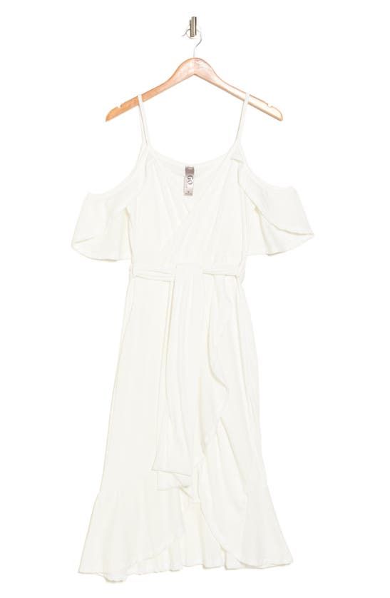 Shop Go Couture Cold-shoulder Wrap Dress In Ivory