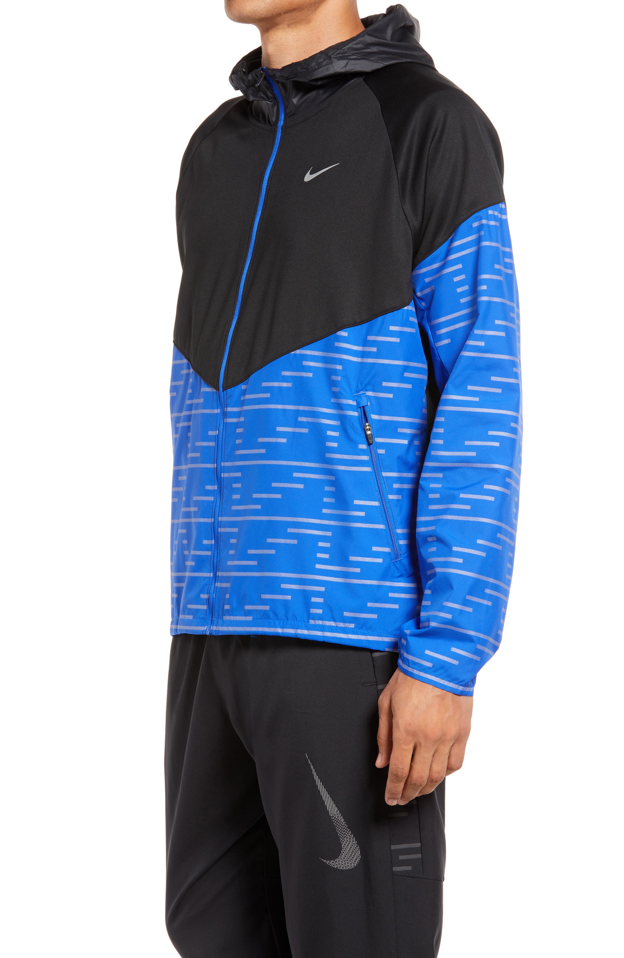 silver and black nike jacket