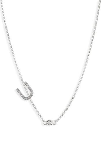 Meshmerise Bezel Diamond Initial Chain Necklace In White-u